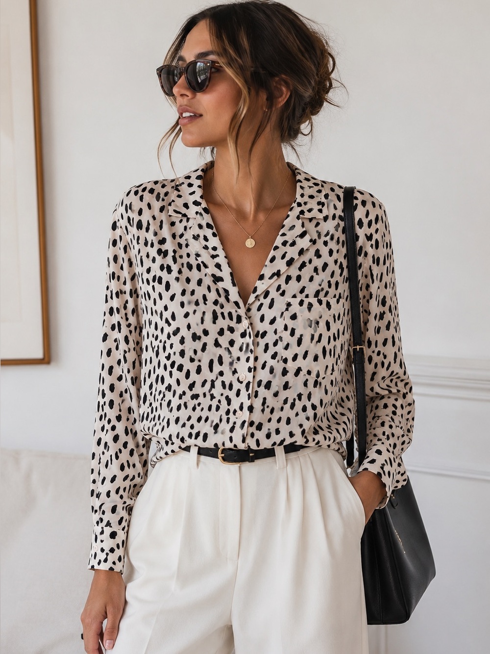 Rails Rebel 100% Silk Blush Animal Print Button Up Blouse S Leopard Quiet Luxury